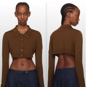 Sandy Liang Cardigan Gerber Cropped in Espresso  Brown